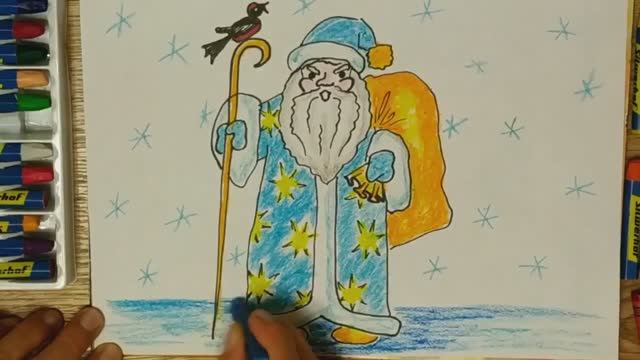 Как нарисовать деда мороза карандашами