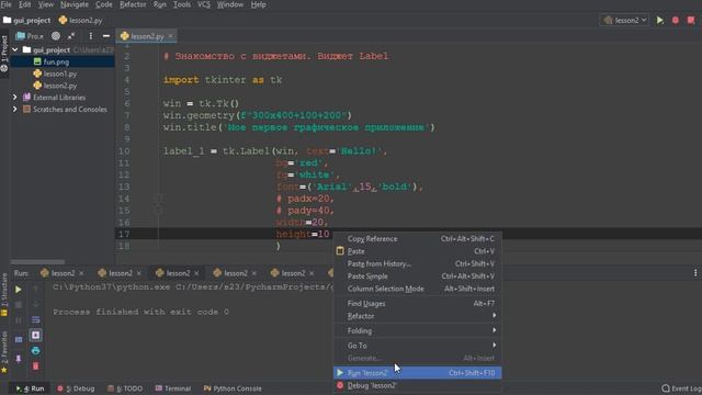 Создание GUI приложения Python Tkinter. Виджет Label смотреть онлайн