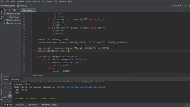 Создаем игру Змейка на python pygame Часть 8 Увеличиваем длину змейки Snake game Python смотреть онлайн
