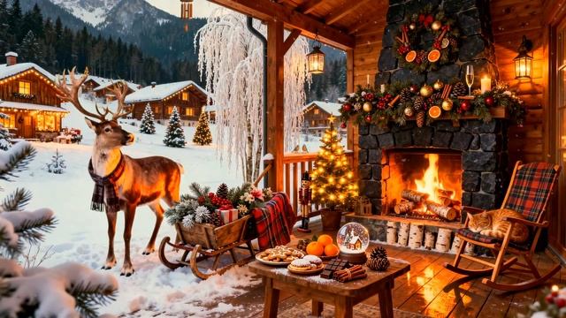 Уютные Звуки Природы на Новогодней Веранде. Птицы, Камин. Зимнее Настроение смотреть онлайн