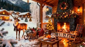 Уютные Звуки Природы на Новогодней Веранде. Птицы, Камин. Зимнее Настроение