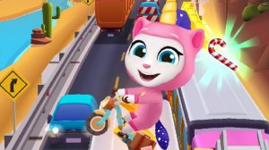 Мультики для малышей - Единорог Анджела на дорожном велосипеде Talking Tom Gold Run