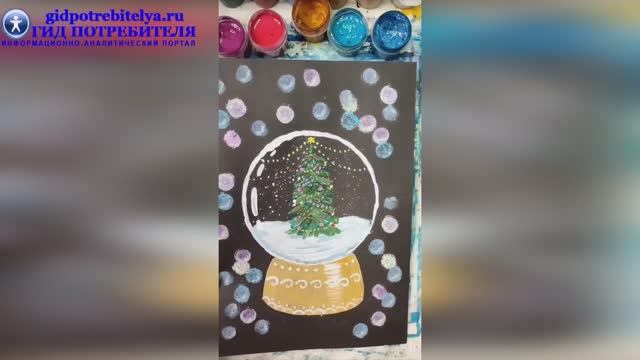 Как нарисовать новогодний шар красками смотреть онлайн