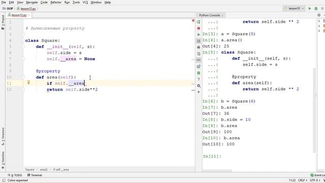 ООП 12 Property Вычисляемые свойства (Calculated properties python) смотреть онлайн