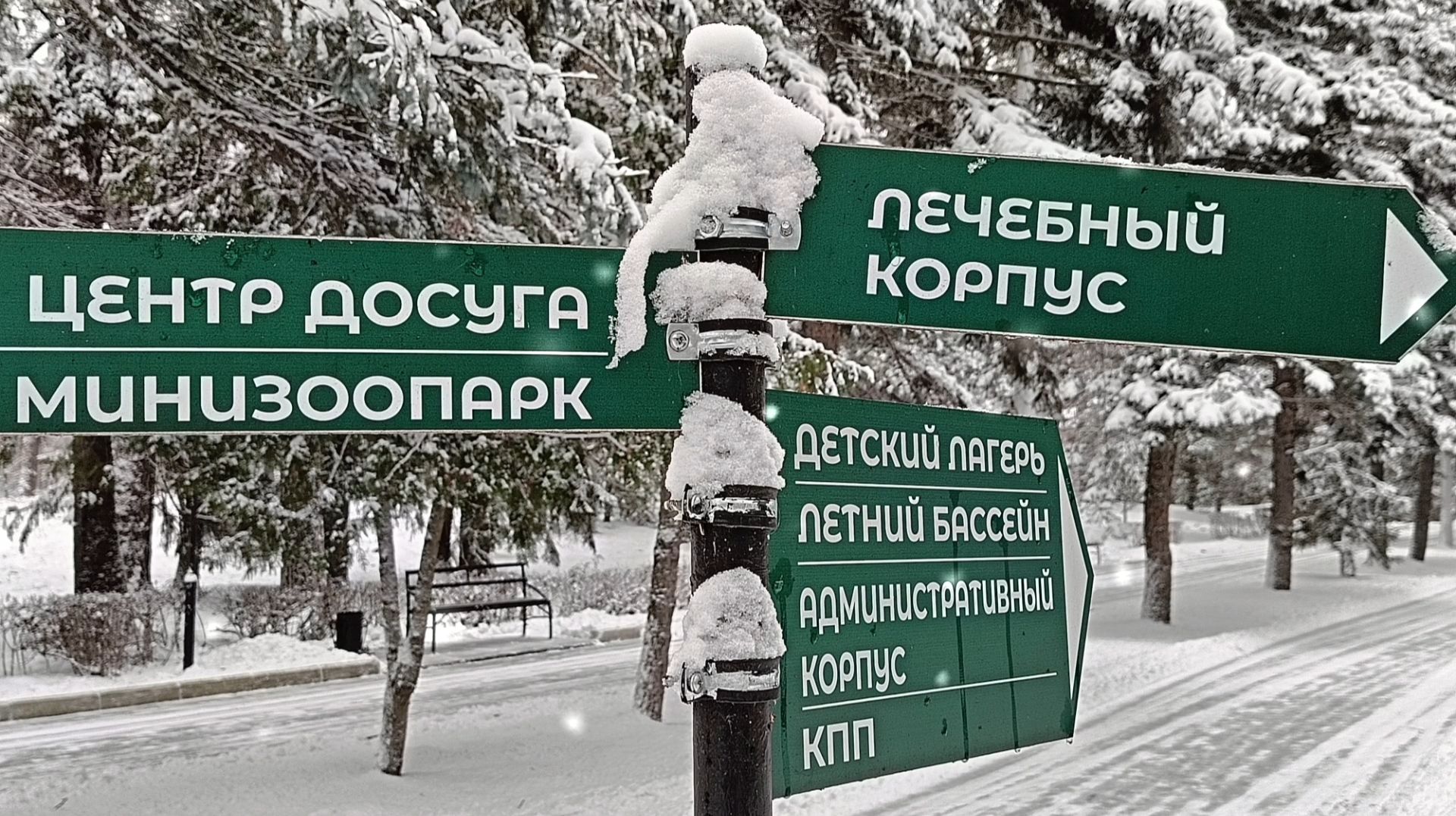 САНАТОРИЙ ,,ВАСИЛЬЕВСКИЙ" В ДЕКАБРЕ.ТЕРРИТОРИЯ ЛЕЧЕБНОГО КОРПУСА