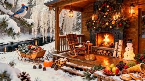 Умиротворяющий Зимний Камин. Звуки Реки, Птиц и Треска Дров. Максимум Релакса