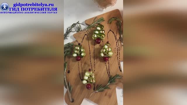 Новогодняя закуска Елочки из огурцов смотреть онлайн