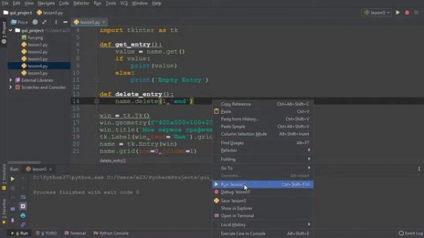 Создание GUI приложения Python tkinter. Виджет Entry