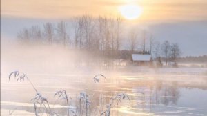 Как нарисовать зимний пейзаж: река, туман