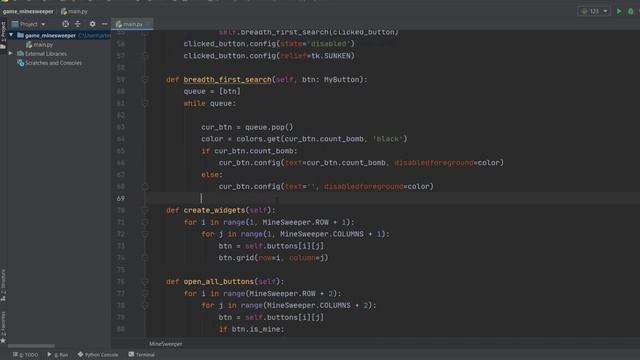 Игра "Сапер" на Python, Обход в ширину. Minesweeper in Python Tkinter смотреть онлайн