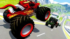 МУЛЬТИКИ ПРО МАШИНКИ Эпические прыжки и столкновения на скоростном монстр-траке Beamng Drive #47