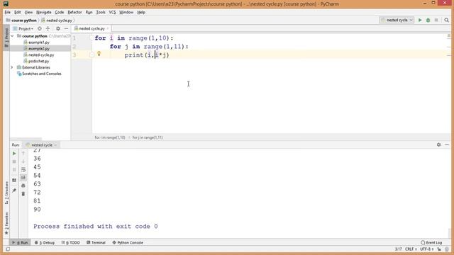 28 Вложенные циклы Python смотреть онлайн