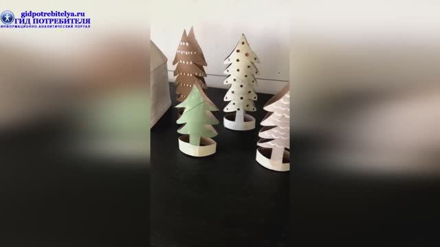 Елочки из втулок от туалетной бумаги