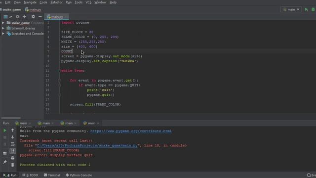 Создаем игру Змейка на python pygame Часть 2 Игровое поле Snake game Python смотреть онлайн