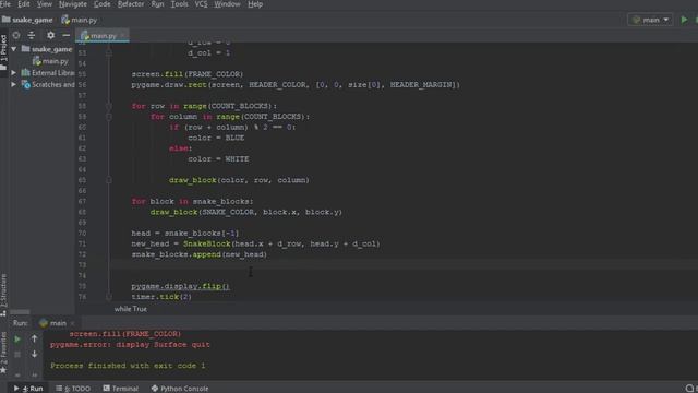 Создаем игру Змейка на python pygame Часть 6 Движение змейки Snake game Python смотреть онлайн
