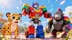 ГЕПАРД 🐆 ГОРИЛЛА 🦍 и ЗВЕРЬ 🤖 Разноцветные игрушки-роботы трансформируются!