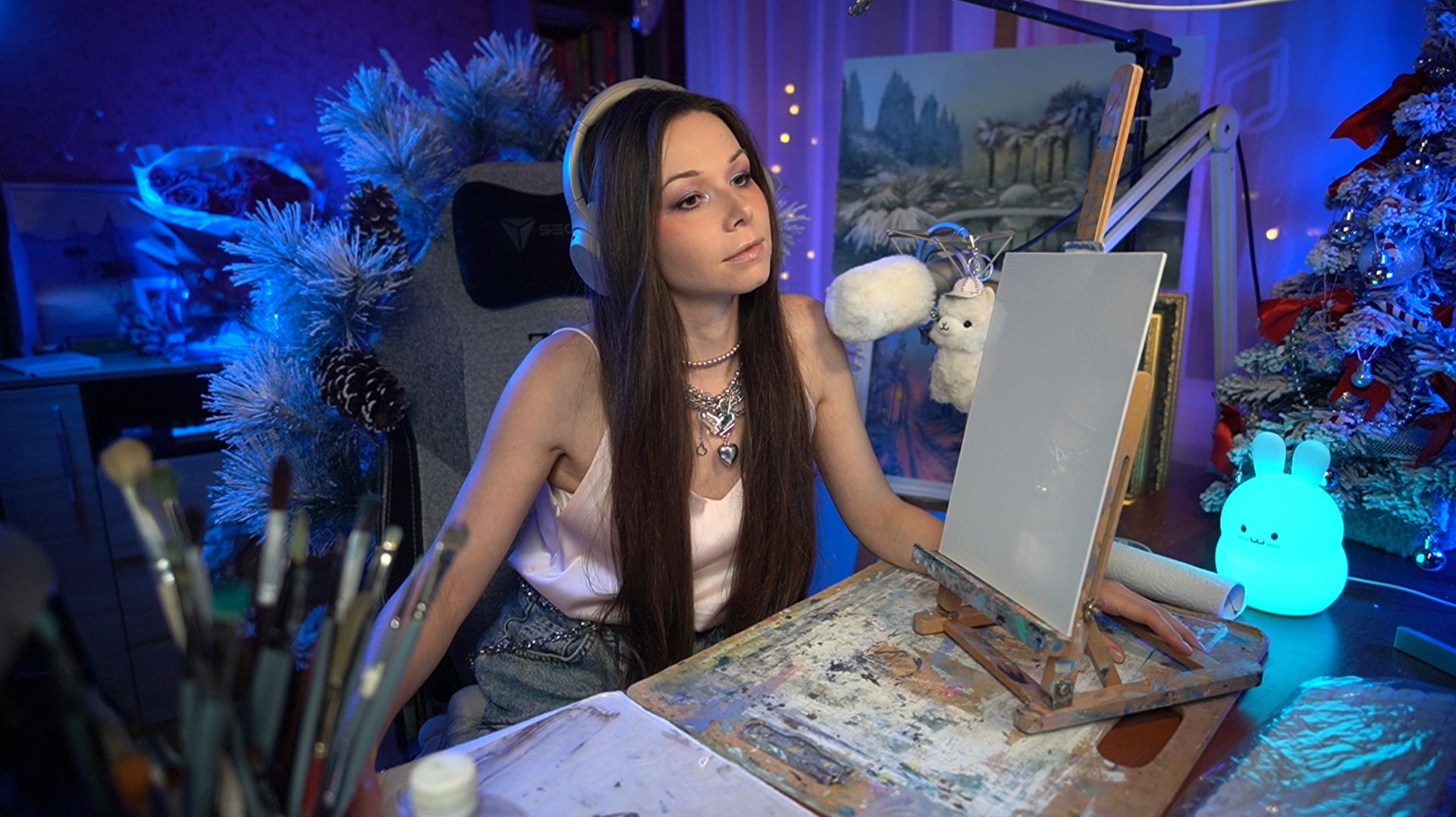 🎨КАРТИНА МАСЛОМ НА СТРИМЕ #ламповыйстрим #девушкастримит #живопись #картина #рисование смотреть онлайн