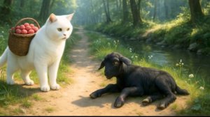 Мультик для детей. Кошка-мама спасла раненую козу, забрала её домой 🐾