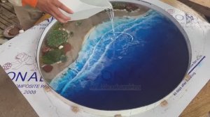 Изготовление стола из эпоксидной смолы в виде берега моря