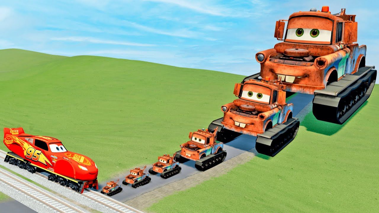 Грузовик Мэтр на гусеницах от ТАНКА против паровозика Молнии Маквин! смотреть онлайн