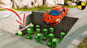 Машины vs Яма КРИПЕРОВ! - BeamNG.drive игра про машины