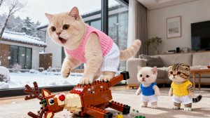 Мультики для детей, котики собирать из конструктора оленя, мультфильм детям