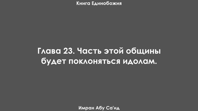 Глава 23. Часть этой общины будет поклоняться идолам. Книга Единобожия. Имран Абу Са'ид смотреть онлайн