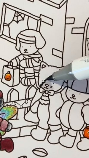 Подготовка к Хэллоуину раскраска