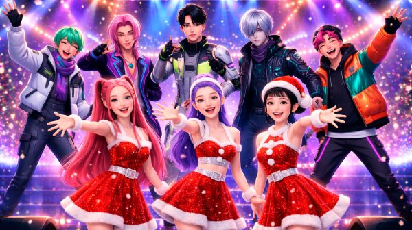 K‑Pop Охотницы на демонов: HUNTRIX – С Рождеством и Новым годом! 🎄
