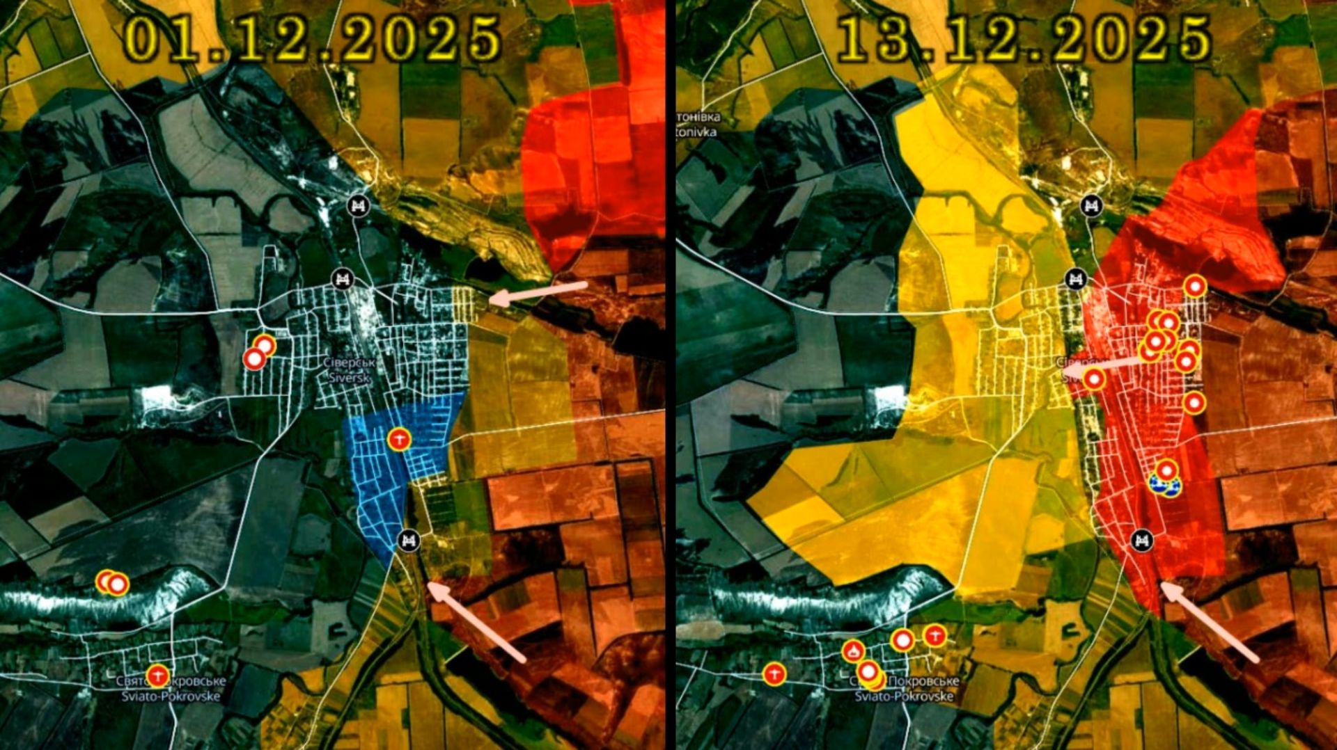 Карта боевых действий за Северск с 1 по 13 декабря 2025 года смотреть онлайн