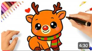 КАК НАРИСОВАТЬ МИЛОГО РОЖДЕСТВЕНСКОГО ОЛЕНЯ 🦌🎄 НОВОГОДНИЕ РИСУНКИ