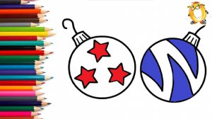 Мультик - раскраска для детей ЕЛОЧНЫЕ ИГРУШКИ. Учимся как рисовать ИГРУШКИ НА ЕЛКУ  // ОБУЧАШКА ТВ