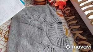 Джемпер спицами # Серебро  # Вяжем ленивым регланом //