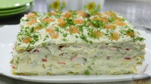 ЗАКУСОЧНЫЙ ТОРТ С КРАБОВЫМИ ПАЛОЧКАМИ