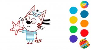 ТРИ КОТА РАСКРАСКА ДЛЯ ДЕТЕЙ - РАСКРАСКА КОРЖИК ТРИ КОТА - УЧИМ ЦВЕТА