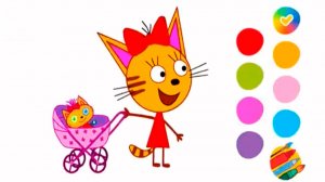 ТРИ КОТА - РАСКРАСКА КАРАМЕЛЬКА ТРИ КОТА - РАСКРАСКА УЧИМ ЦВЕТА