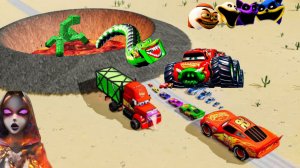 НОВЫЕ ПОЛИЦЕЙСКИЕ ГРУЗОВИКИ и зомби против гигантской лавовой ямы – BeamNG.drive