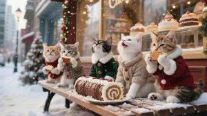 Котики и Рождественский тортик