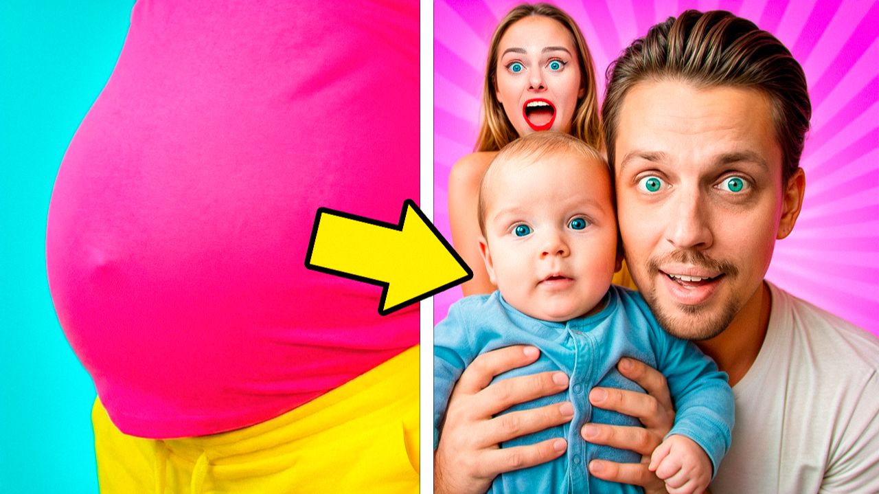 Я БЕРЕМЕННА! 13 ЛАЙФХАКОВ и необычных ситуаций c БЕРЕМЕННЫМИ Мамами и Папами смотреть онлайн