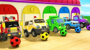 Учимся и играем - Пять маленьких машинок прыгают - Детские стишки и песенки - Мультики про машинки