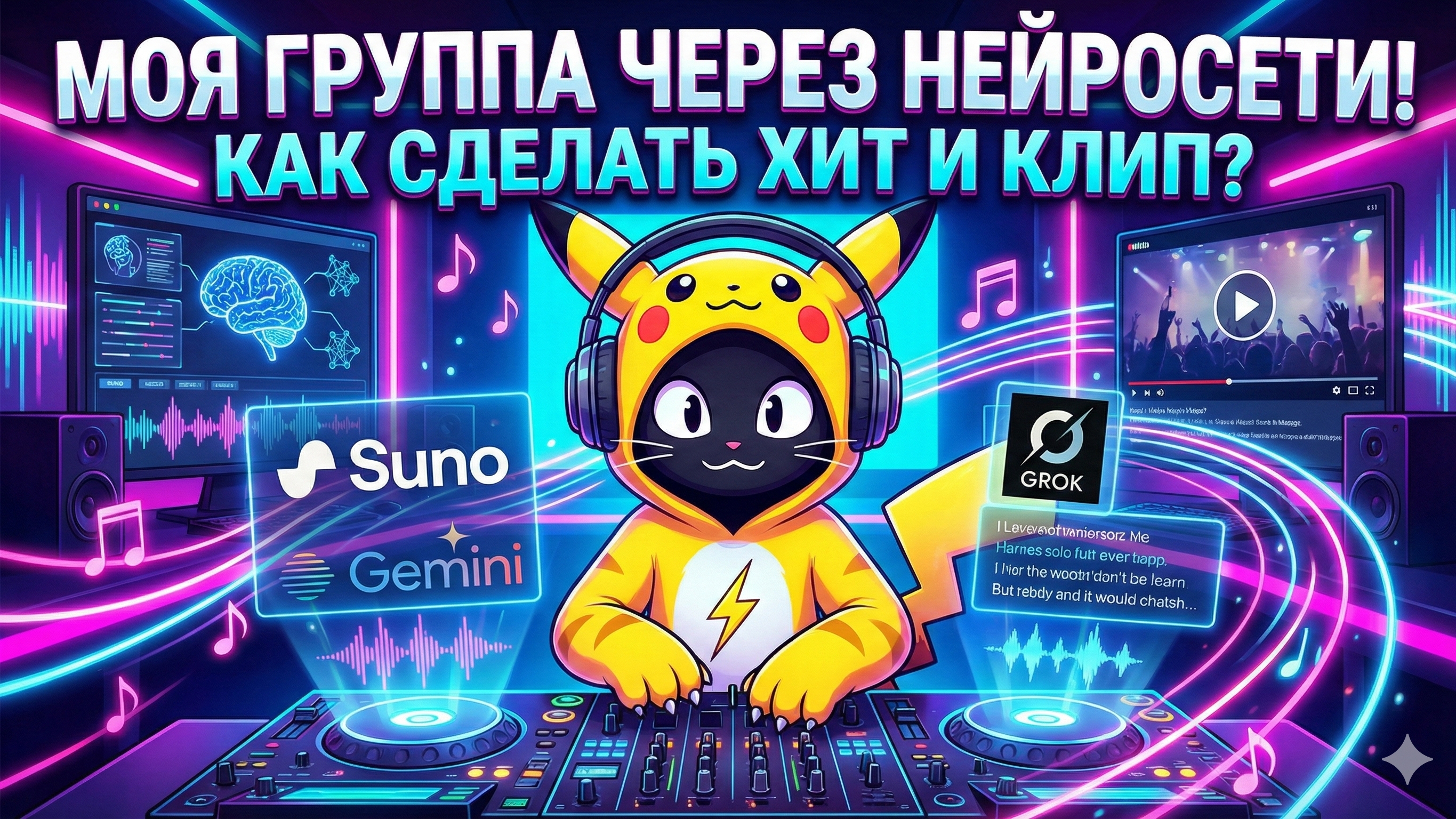 Как создать МУЗЫКАЛЬНЫЙ КЛИП с нуля? Suno, Gemini, Grok. Делаем клип через НЕЙРОСЕТИ: Полный гайд