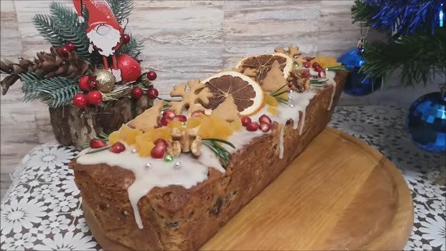 Рождественский кекс. Ароматная вкусная выпечка с сухофруктами.Праздничная выпечка смотреть онлайн