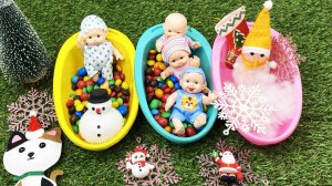 Мультики для девочек про Новогодние куколки и конфетки в разноцветных ванночках. Мультики для детей