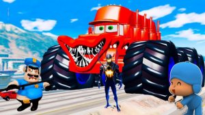 ЭПИЧЕСКИЙ ПОБЕГ ОТ ГИГАНТСКОГО МОНСТР-ТРАКА ПРОТИВ СПАЙДЕРМЕНА В BEAMNG DRIVE