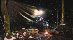 24 часа бушкрафт выживание в лесу ЗИМОЙ без палатки, только тент: приготовление бургеров на огне