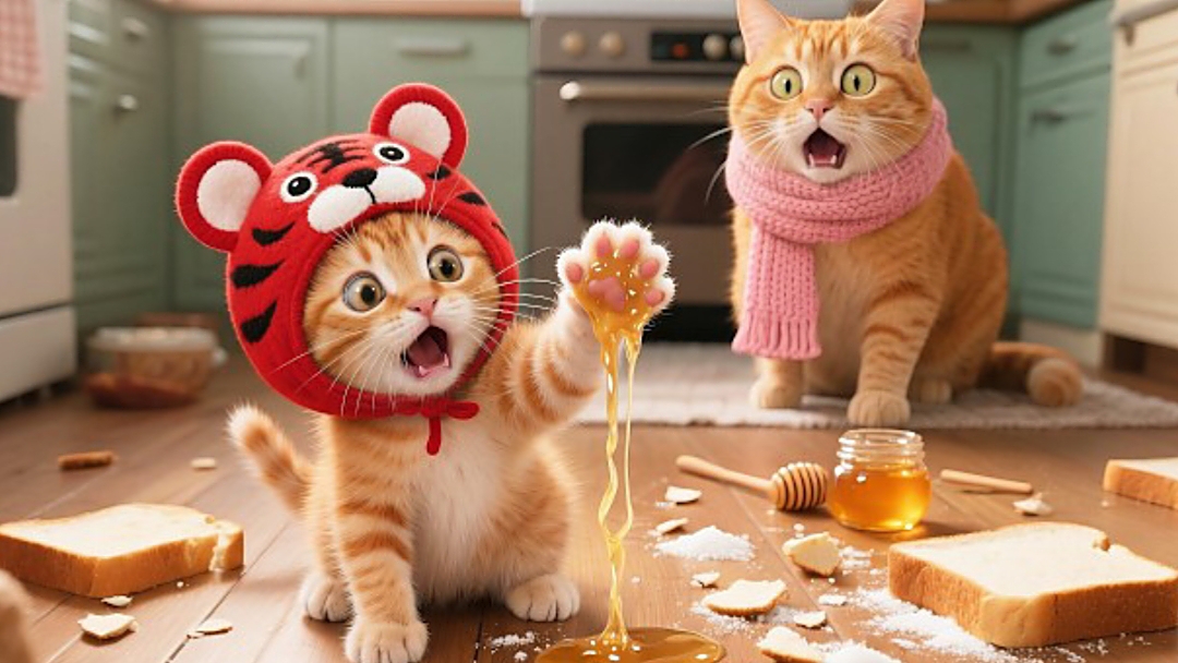 Мультики для детей, котик попал в ловушку из мёда, мультфильм, видео про котиков, мультик смотреть онлайн