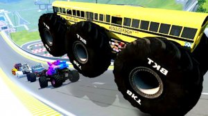 МУЛЬТИКИ ПРО МАШИНКИ Эпические прыжки и столкновения на скоростном монстр-траке Beamng Drive #65