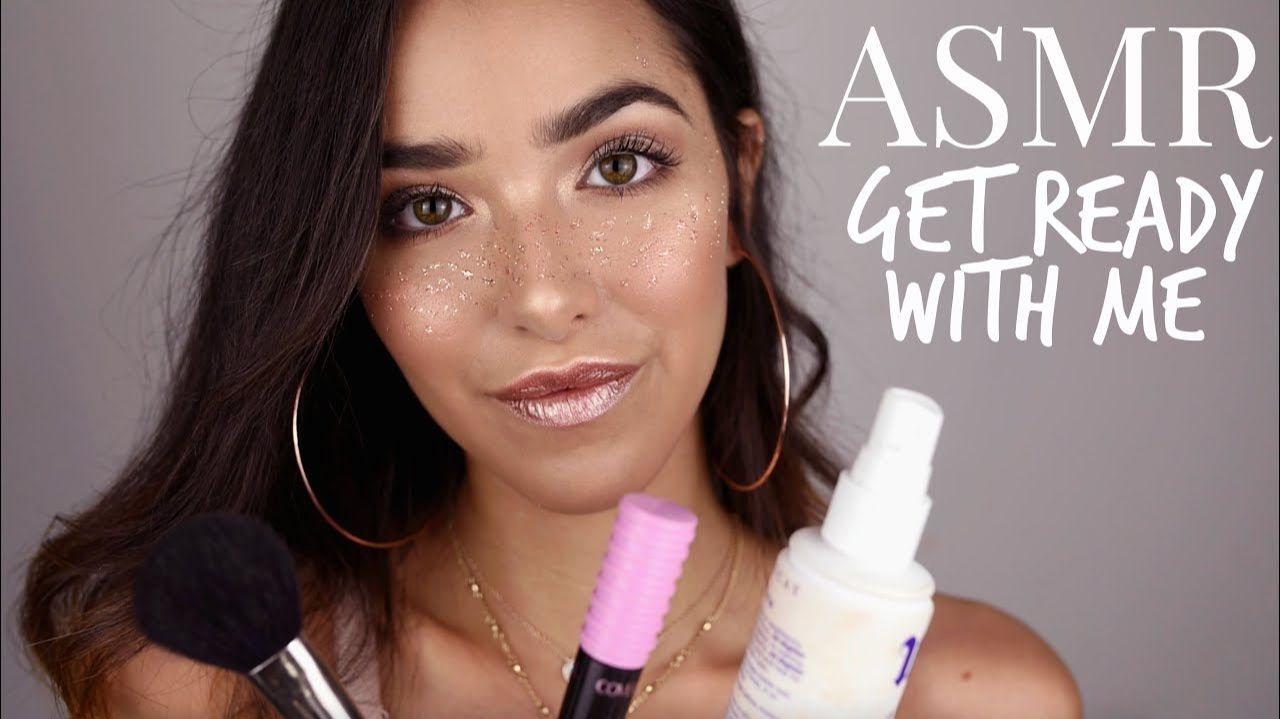 ASMR Get Ready With Me | Glitter Freckles Makeup (Cream, Lids, Tapping, Water sounds, Spray sounds) смотреть онлайн