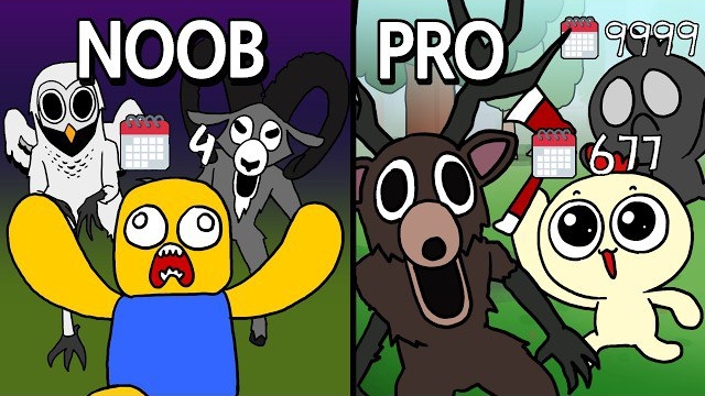 НУБ против ПРОФИ! в игре 99 ночей в лесу! Анимация Роблокс смотреть онлайн