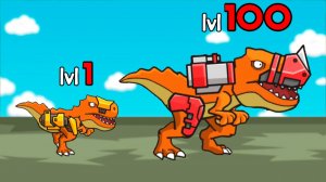 Механический ДИНОЗАВР против всех, прохождение уровней макс прокачка